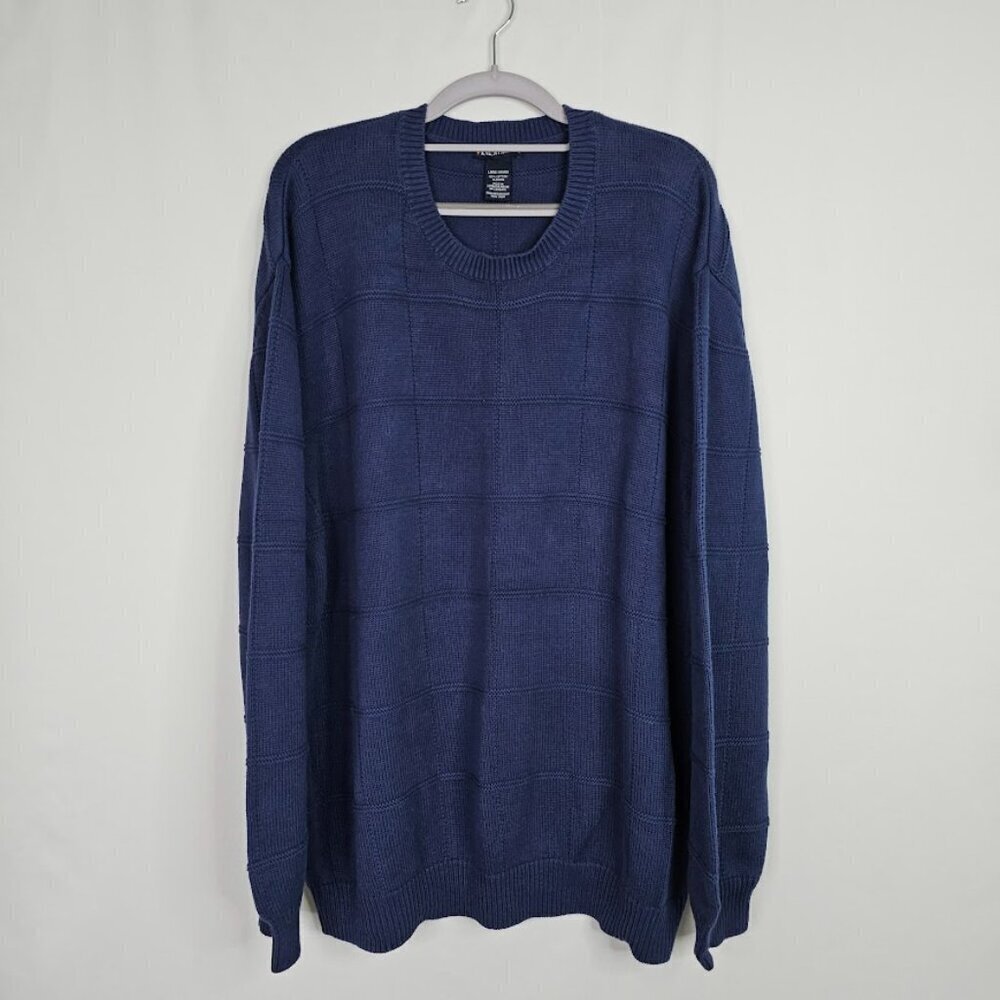 Vintage KNIGHTSBRIDGE Men's Pullover Sweater Size L NAVY BLUE Preppy 100% Cotton - Picture 2 of 8